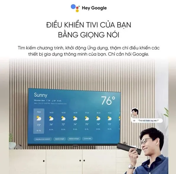 Điều khiển tivi Coocaa 43Z72 bằng giọng nói thông minh qua Google Assistant