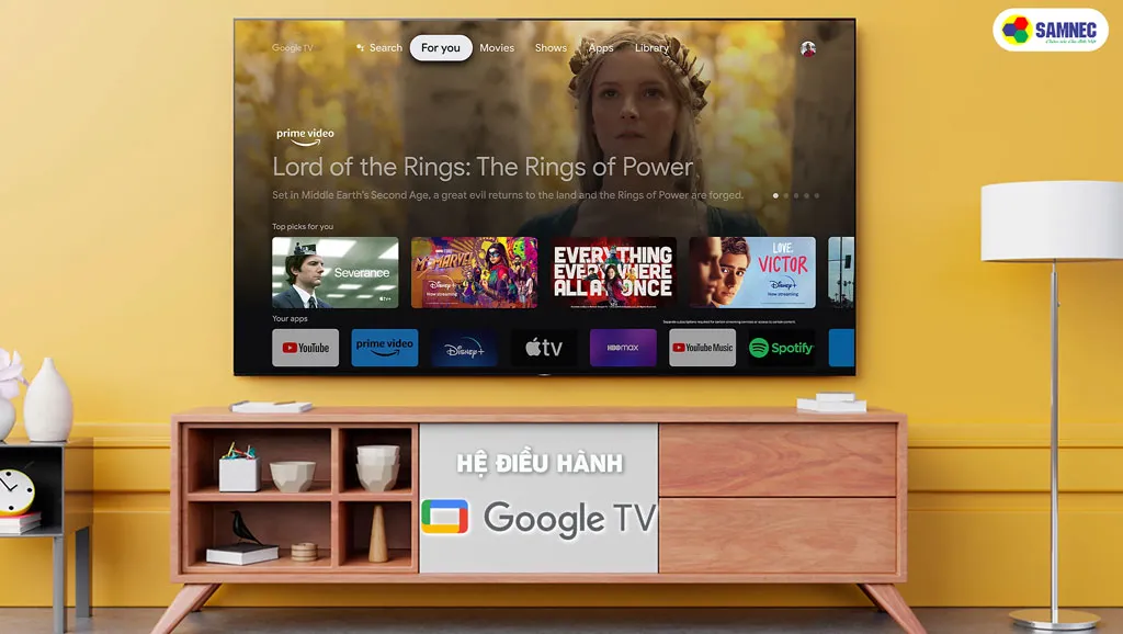 Giao diện hệ điều hành Google TV mượt mà trên tivi Sony 2026