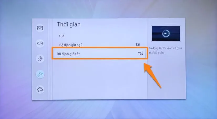 Kiểm tra và tắt các tính năng hẹn giờ ngủ trong menu cài đặt của tivi Samsung
