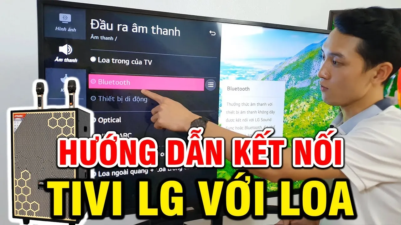 minh họa cách kết nối loa kéo với tivi qua bluetooth