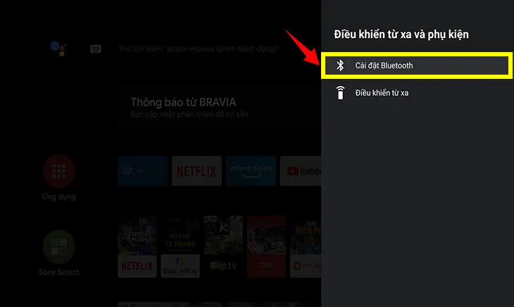 Khi đó, bạn chọn Cài đặt Bluetooth.