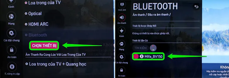 Chọn thiết bị trên tivi LG