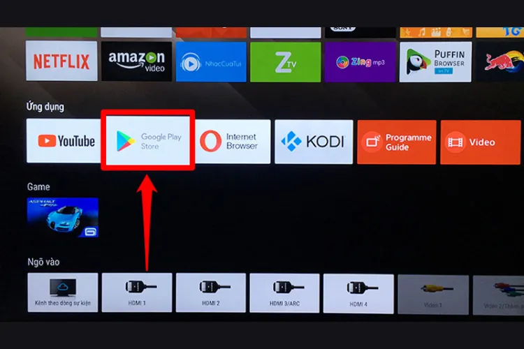 Tìm và chọn biểu tượng CH Play trong danh sách ứng dụng