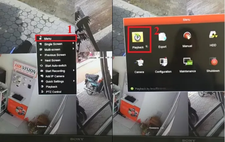 Nhấn Chuột phải > Chọn Menu > Chọn Playback (Phát lại).