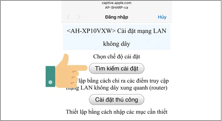 Giao diện cấu hình Wifi gia đình trong Sharp Air App