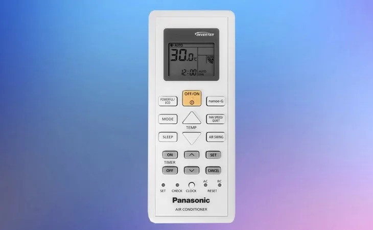 Điều khiển của điều hòa Panasonic Inverter 1 HP CU/CS-PU9ZKH-8M gồm có màn hình chính và các phím chức năng