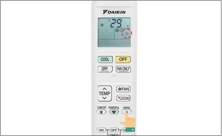 Nút SWING điều khiển cánh đảo gió tự động trên máy lạnh Daikin