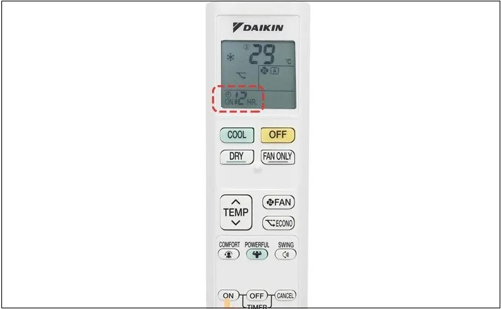 Cài đặt hẹn giờ bật/tắt tự động trên remote máy lạnh Daikin