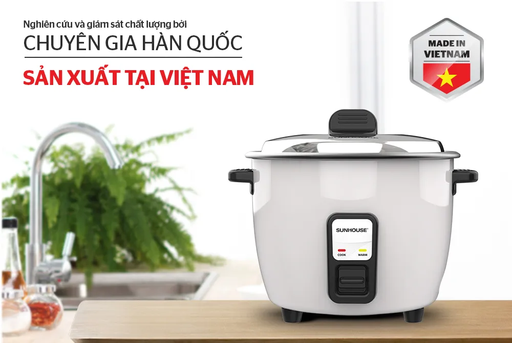 Nồi cơm điện 1.8L SUNHOUSE SHD8132 thiết kế tổng thể
