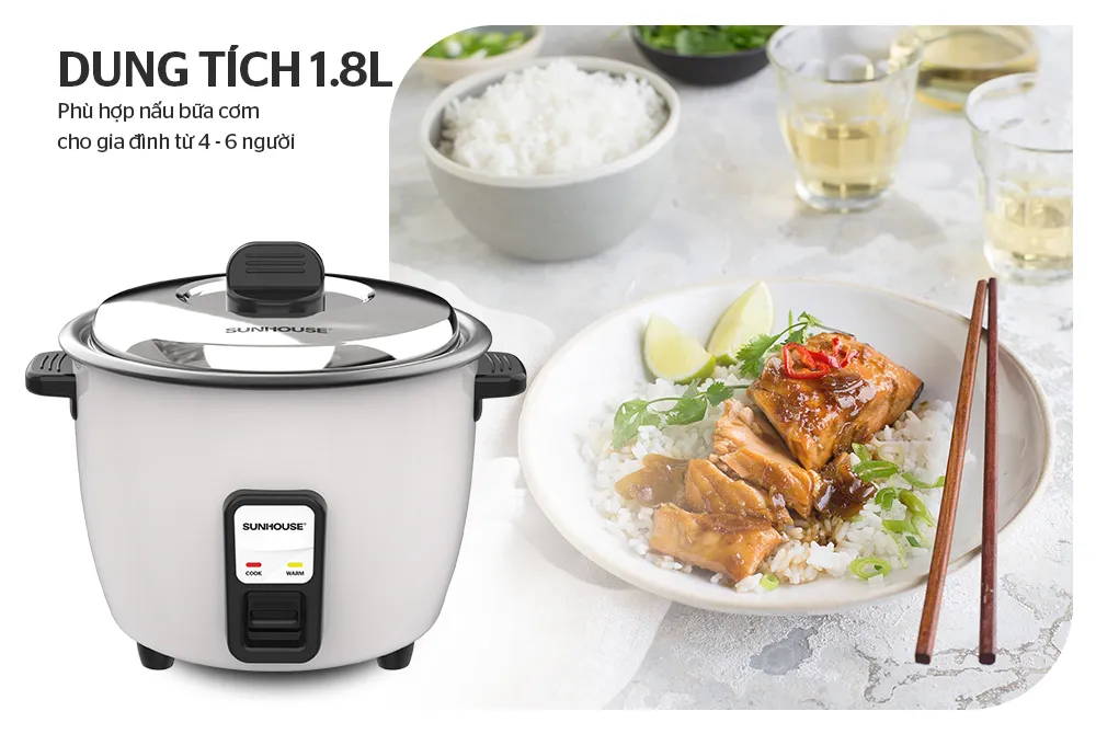 Dung tích 1.8L phục vụ 4-6 người