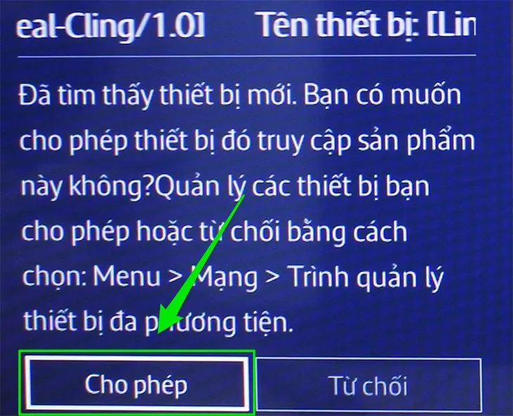 Hình ảnh từ điện thoại được trình chiếu thành công lên màn hình rộng của tivi