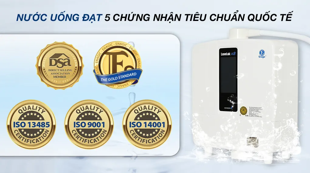 Các chứng nhận chuẩn y tế quốc tế của máy lọc nước Kangen K8
