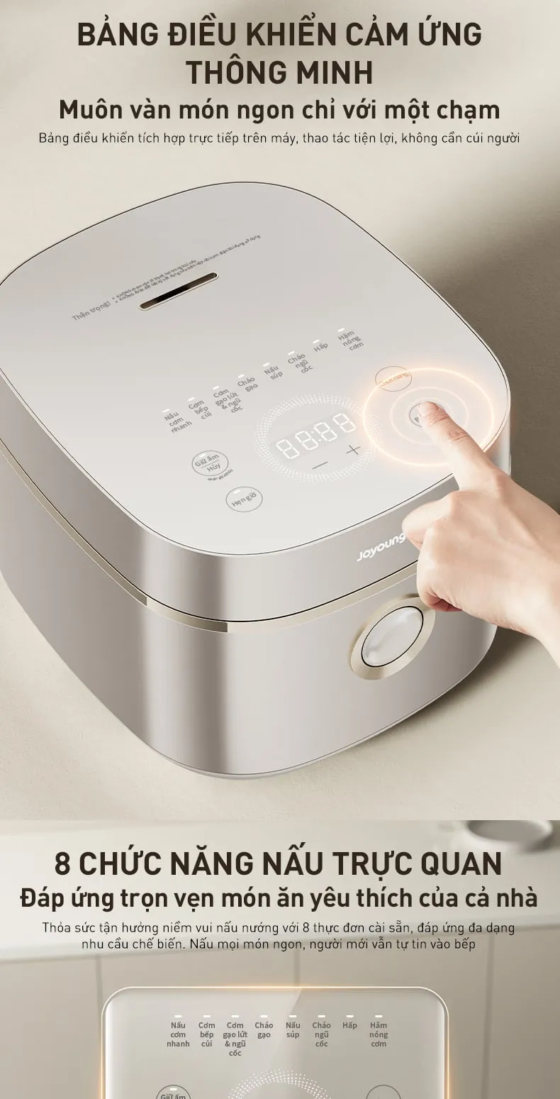 Giao diện cảm ứng và các phụ kiện đi kèm nồi cơm điện không dính