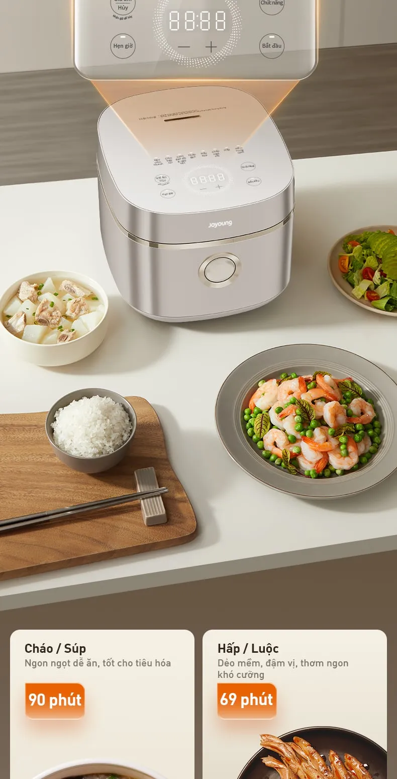 Giao diện cảm ứng và các phụ kiện đi kèm nồi cơm điện không dính