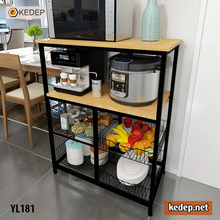 Kệ YL181 với giỏ treo kim loại bên hông