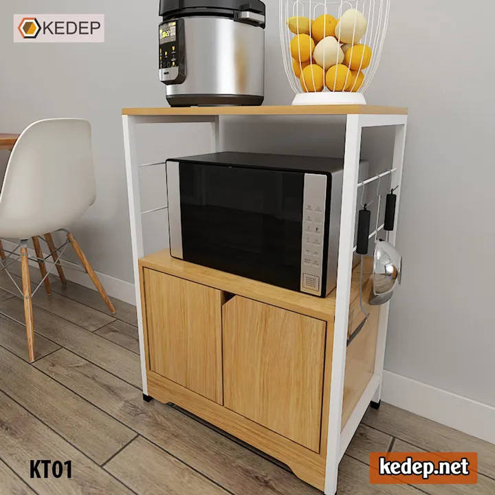 Kệ KT01 với 1 tầng tủ gỗ và 1 tầng thoáng