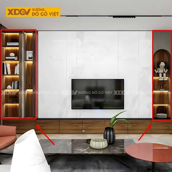 Kệ Tivi tích hợp tủ trang trí