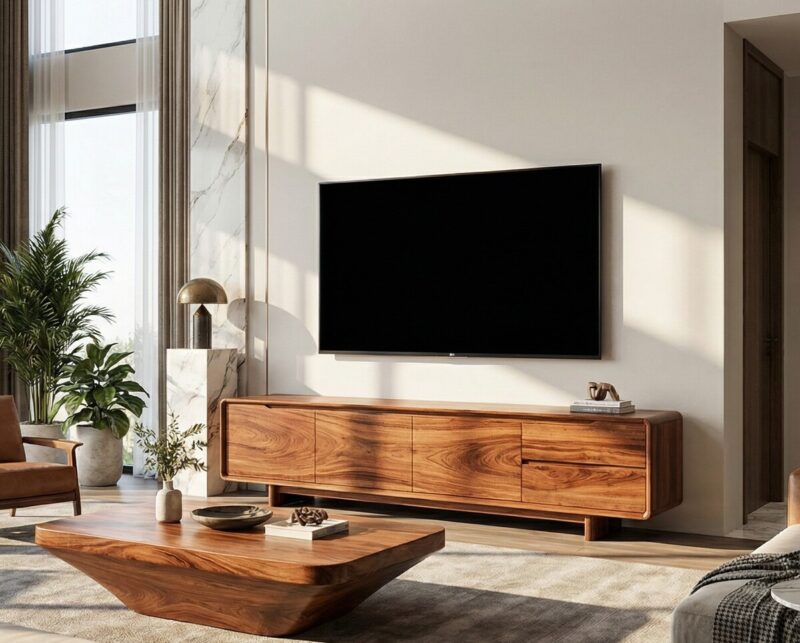 Kệ Tivi Gỗ Gõ Đỏ Nguyên Khối: Sang Trọng, Bền Bỉ và Đẳng Cấp Cho Không Gian Sống