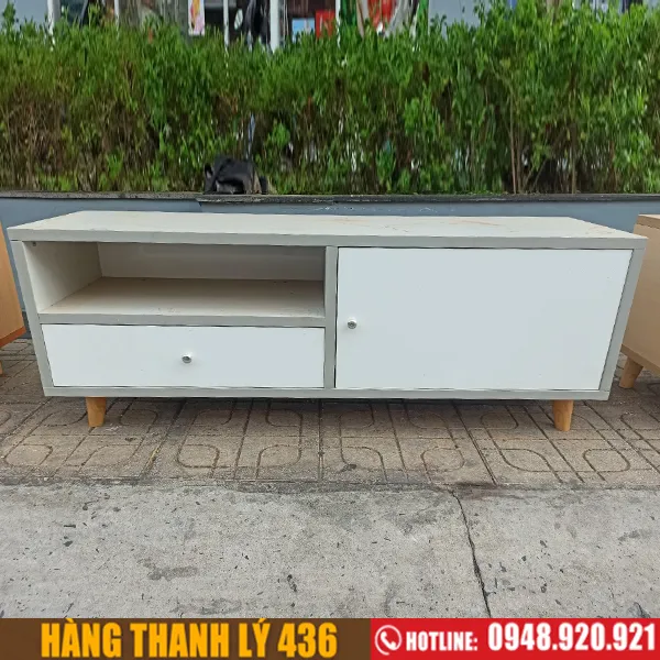 Kệ tivi 1m4 cũ màu xám trắng