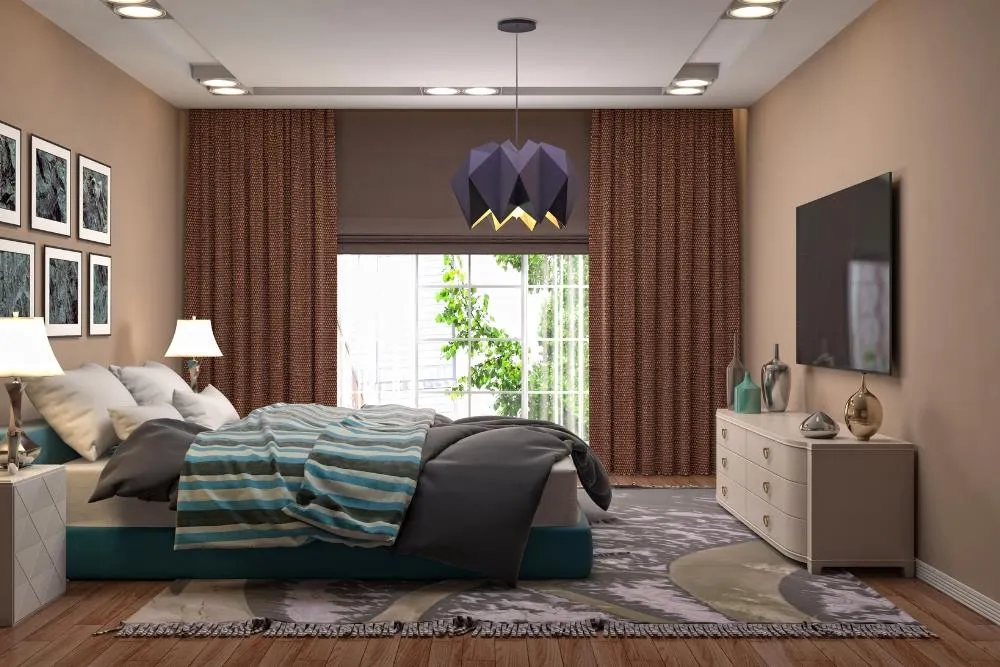 Kệ tivi nên được đặt ở khoảng cách phù hợp so với giường ngủ để bảo vệ sức khỏe