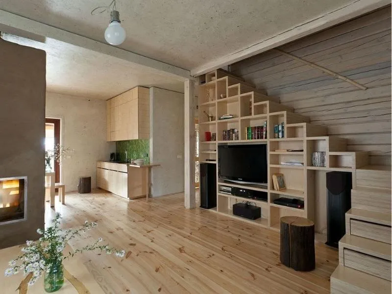 Mẫu kệ tivi dưới gầm cầu thang kết hợp các kệ trang trí đa năng, trưng bày đồ vật yêu thích