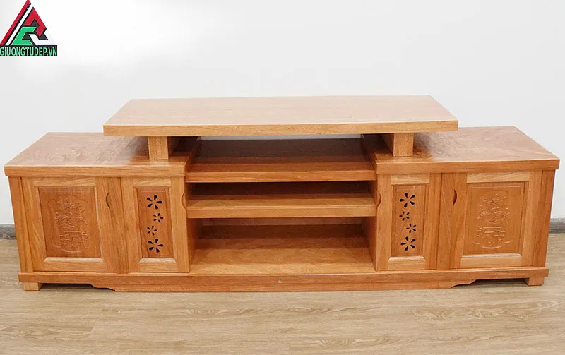 Kệ tivi gỗ hương KTV09 kiểu mâm dài 1m6 đến 2m2