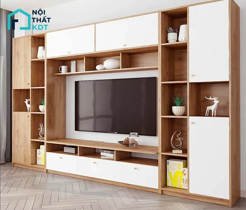 Mẫu kệ tivi kết hợp tủ rượu đẹp làm từ gỗ sồi Nga cao cấp mang vẻ đẹp tinh tế