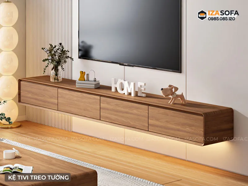 Mẫu kệ tivi gỗ tự nhiên cao cấp thể hiện đẳng cấp của gia chủ