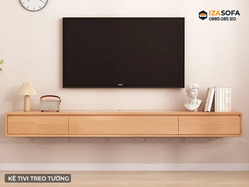 Kệ tivi gỗ tự nhiên hiện đại mang lại cảm giác ấm cúng cho gia đình