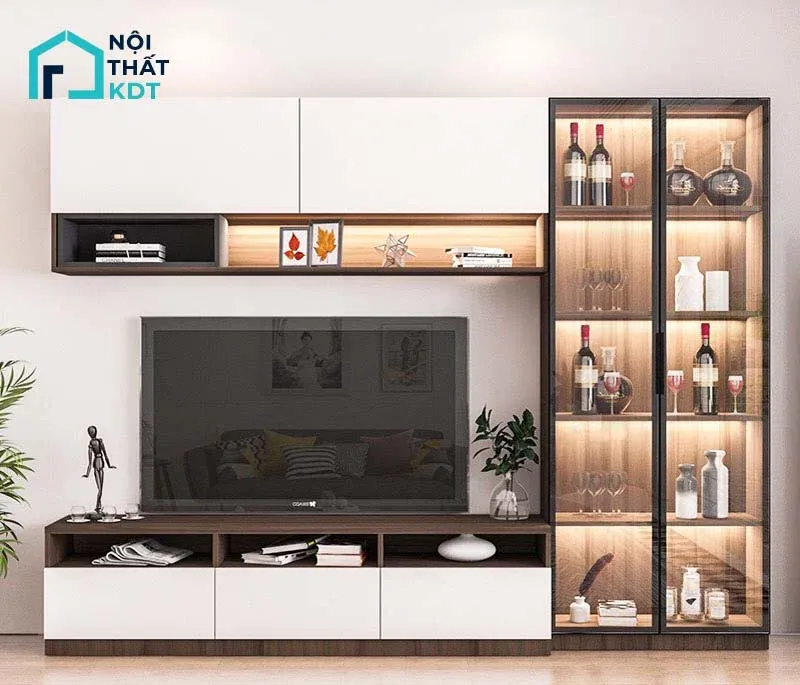 Kệ tivi kết hợp tủ rượu giúp nâng tầm vẻ đẹp hiện đại và sang trọng cho nhà bạn