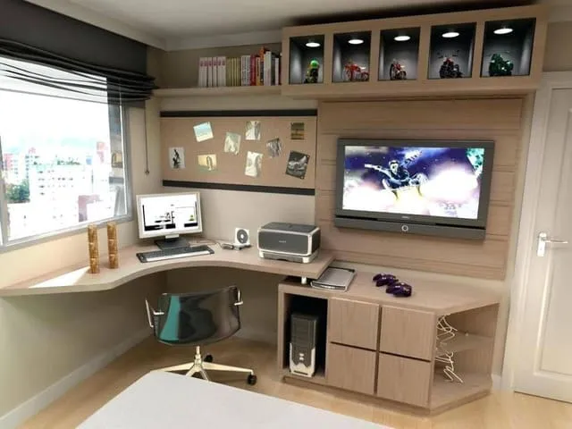 Mẫu kệ tivi kết hợp bàn làm việc mẫu 14