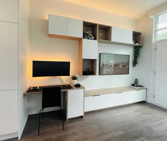 Mẫu kệ tivi kết hợp bàn làm việc mẫu 17