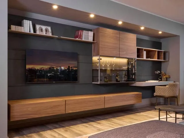 Mẫu kệ tivi kết hợp bàn làm việc mẫu 22