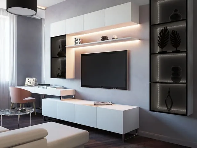 Mẫu kệ tivi kết hợp bàn làm việc mẫu 32