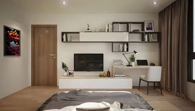 Mẫu kệ tivi kết hợp bàn làm việc mẫu 42