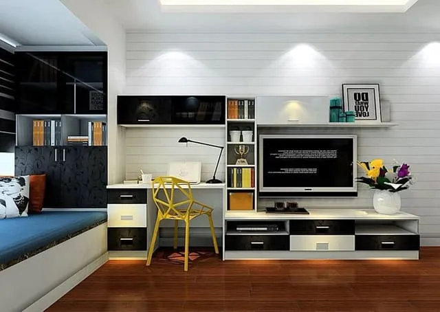 Mẫu kệ tivi kết hợp bàn làm việc mẫu 3