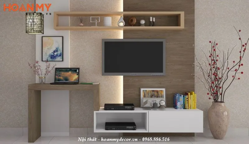 Xác định kích thước và tỷ lệ phù hợp cho kệ tivi kết hợp bàn làm việc