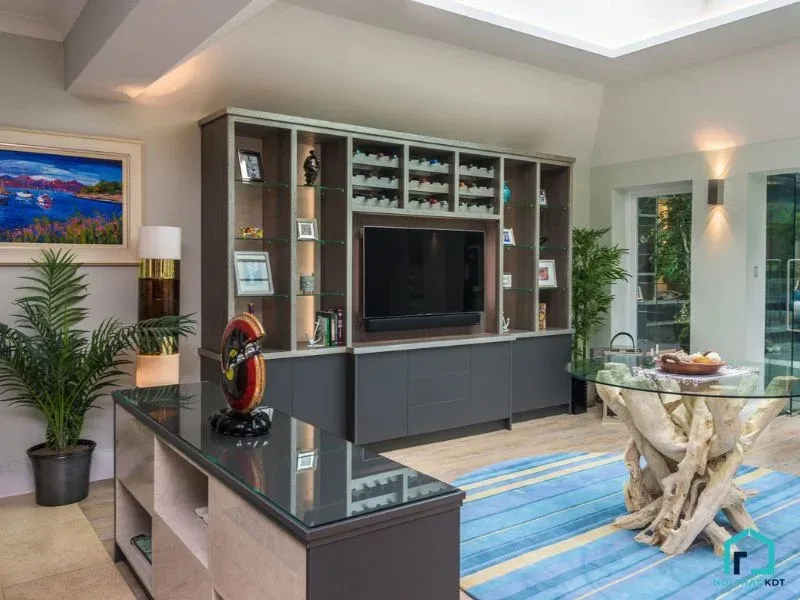 Mẫu kệ tivi kết hợp tủ rượu đẹp cho phòng khách chung cư phong cách hiện đại