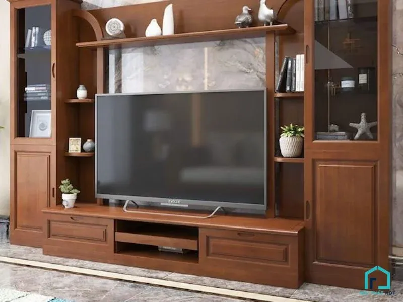 Không gian phòng khách trở nên đẳng cấp hơn với kệ tivi tích hợp tủ rượu