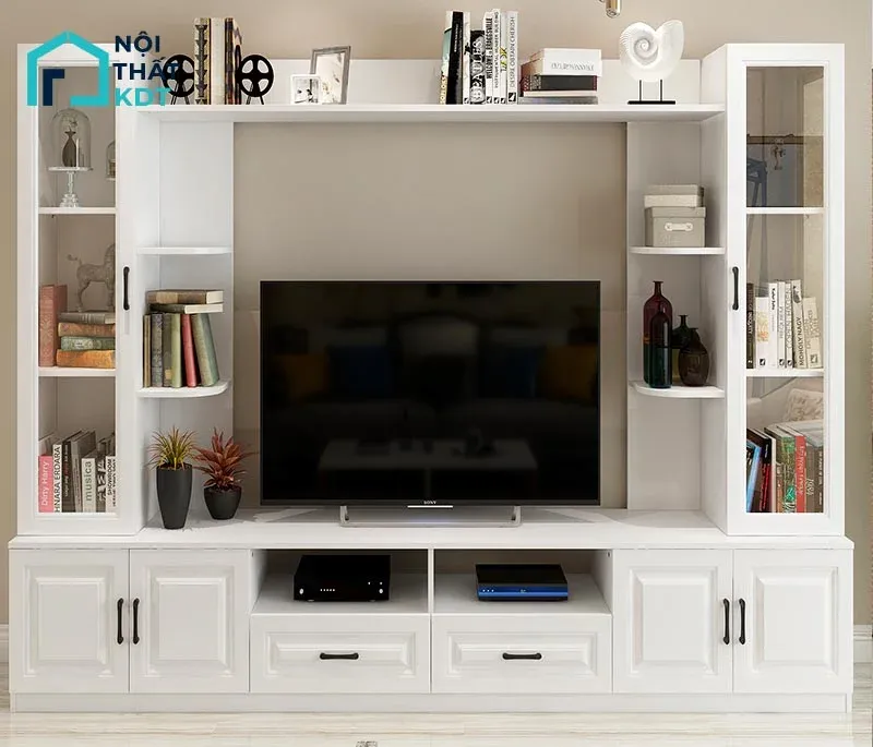 Mẫu kệ tivi tích hợp tủ rượu mang phong cách tân cổ điển tối giản nhẹ nhàng