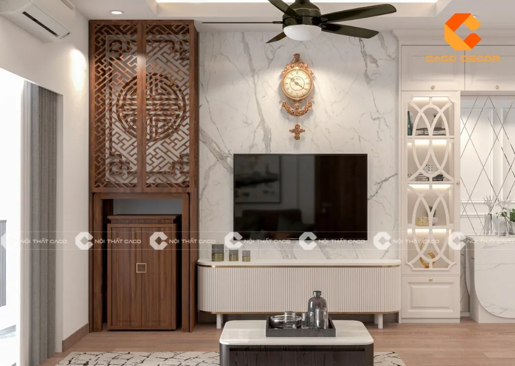 Kệ tivi kết hợp tủ thờ thiết kế chắc chắn an toàn cho người sử dụng