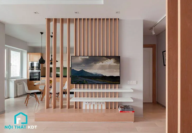 Kệ tivi kết hợp vách ngăn đơn giản