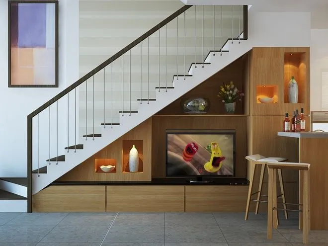Kệ tivi ở chân cầu thang (3)