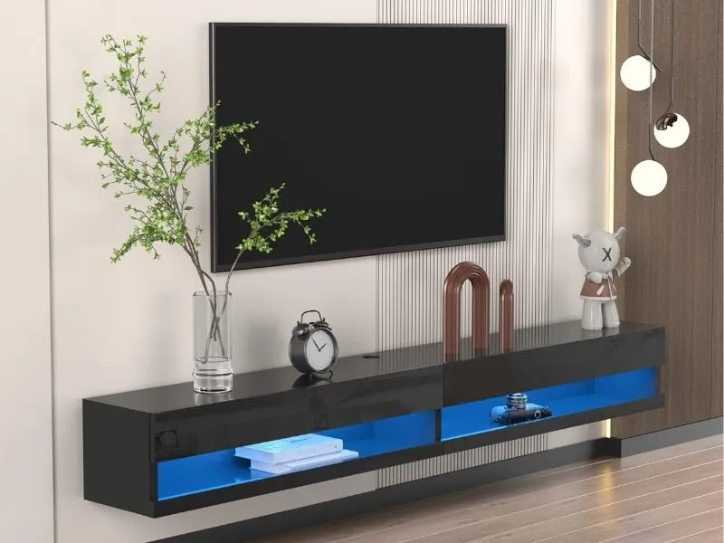 Bạn nên chọn kích thước kệ tivi hài hòa với tổng thể căn phòng (Nguồn: Sưu tầm)