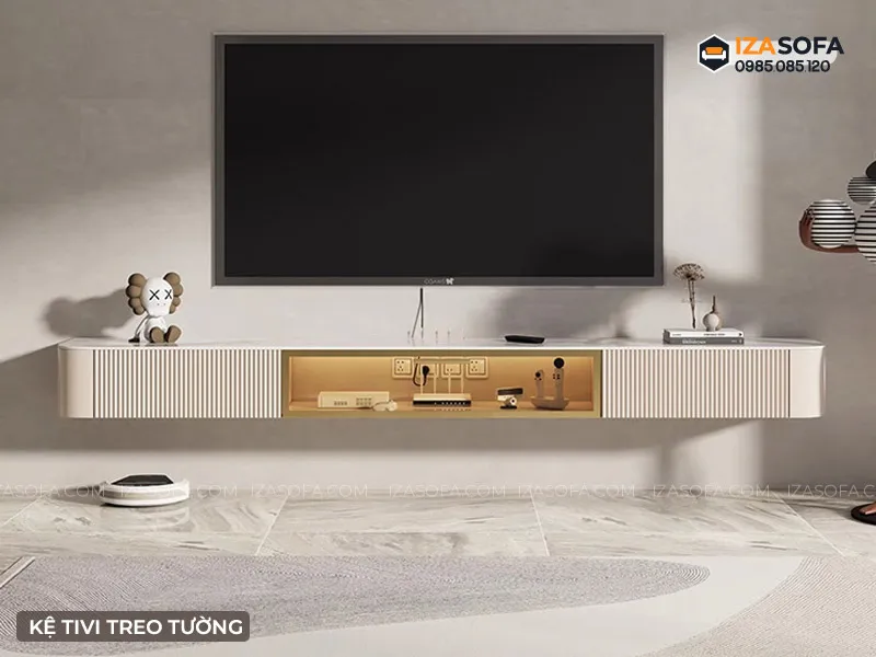Kệ tivi treo tường sử dụng gỗ MDF An Cường đạt tiêu chuẩn quốc tế
