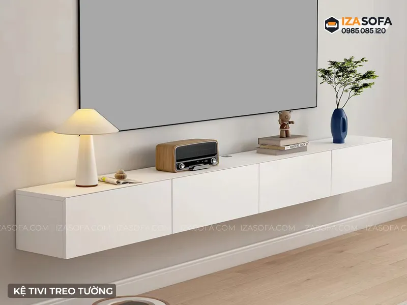 Kệ tivi treo tường phòng khách bằng gỗ MDF chống ẩm cao cấp
