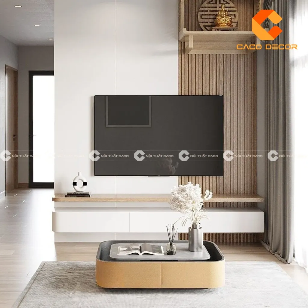 Kệ tivi treo tường thiết kế tối giản dễ dàng vệ sinh và bảo quản hàng ngày