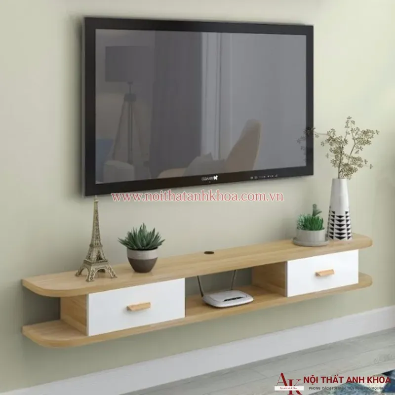 Kệ tivi treo tường phòng khách đơn giản hiện đại
