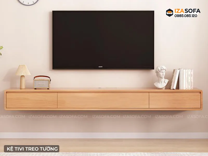 Kệ tivi phòng khách bằng gỗ sồi Nga với thiết kế ngăn kéo tiện lợi