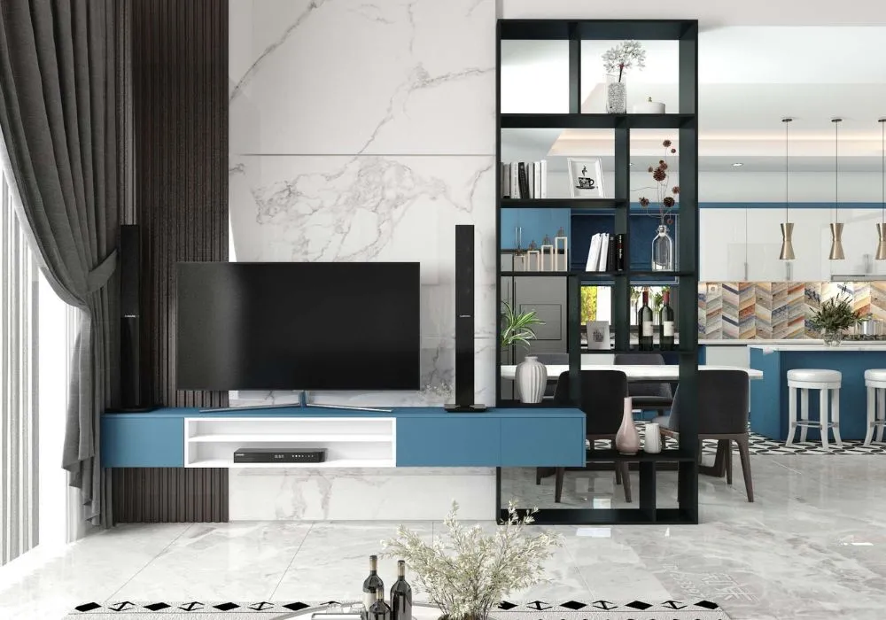 kệ tivi vách ngăn phòng khách